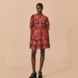 NWT Farm Rio Blush Living Bloom Short Sleeve Mini Dress Large